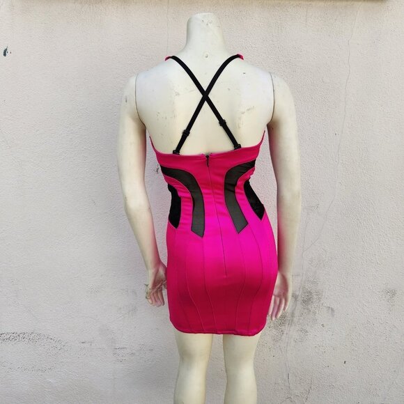 Mark Wong Nark Y2K Hot Pink Lace Trim Bodycon - Picture 8 of 8